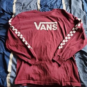 Burgundy Vans Long Sleeve Checkered tee